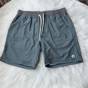 Vuori Gray and Green Athletic Shorts with Elastic Waistband